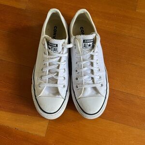 Converse White Canvas Platform Sneakers